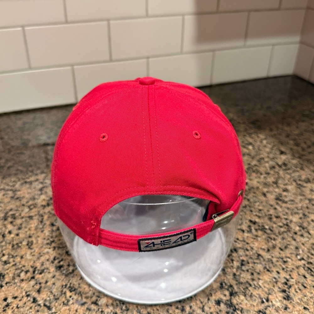 AHEAD OCC Golf Club Hat Men's Adjustable Red Baseball Cap Duck Logo